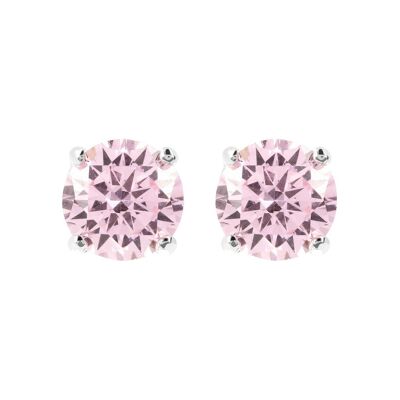 Stud coloured CZ earrings - PINK CUBIC ZIRCONIA