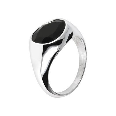 Ring with faceted black onyx