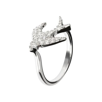 Swallow Ring with CZ - CUBIC ZIRCONIA