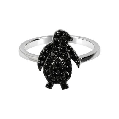 Penguin Ring with CZ - BLACK SPINEL