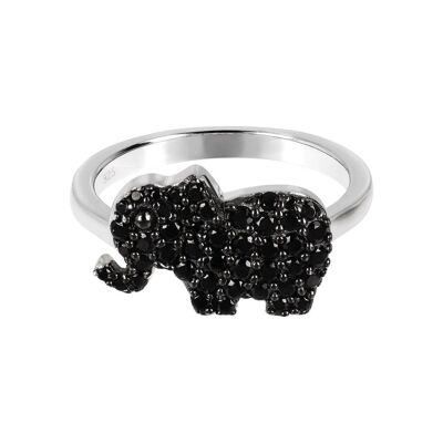 Elephant Ring with CZ - BLACK SPINEL