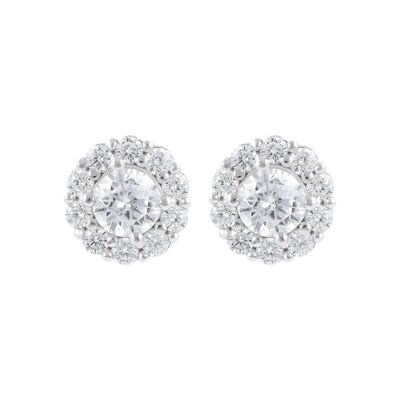 Button Earrings with CZ