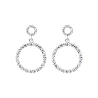 Double circles earrings with white zircons