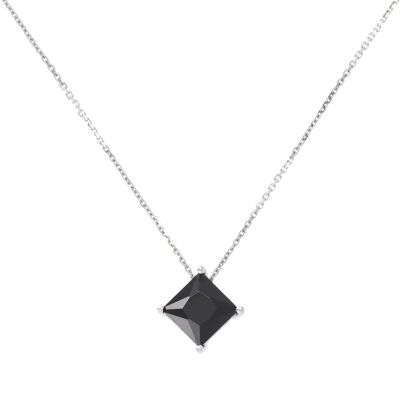 Necklace with square faceted black spinel