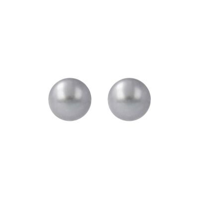 Stud earrings with a large fresh-water pearl - GREY PEARL