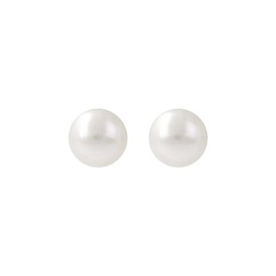 Stud earrings with a large fresh-water pearl - WHITE PEARL