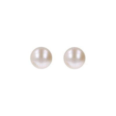 Stud earrings with a medium-size fresh-water pearl - ROSE PEARL