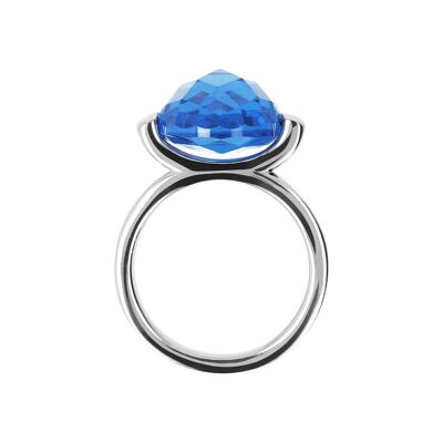 Ring with a Large Oval - Shaped Nano Gem Stone - NANO DARK BLUE