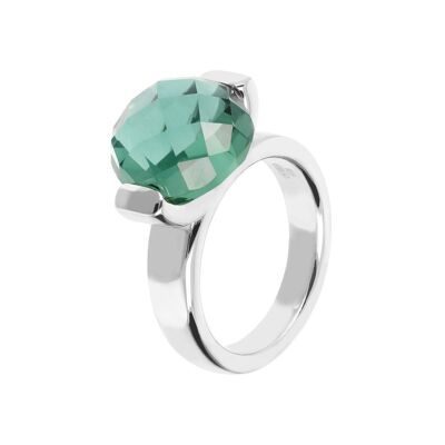 Ring with a Large Oval - Shaped Nano Gem Stone - NANO GREEN QUARTZ