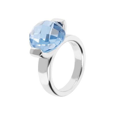 Ring with a Large Oval - Shaped Nano Gem Stone - NANO LIGHT BLUE