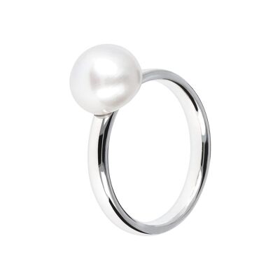 Ring with fresh - water pearl - WHITE PEARL