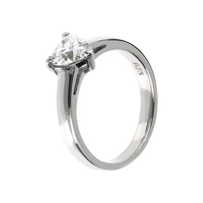 Solitaire ring with heart-shaped CZ