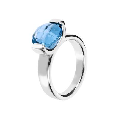 Ring with a Small Oval - Shaped Nano Gem Stone - NANO DARK BLUE