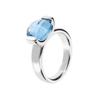Ring with a Small Oval - Shaped Nano Gem Stone - NANO LIGHT BLUE