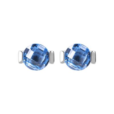 Stud Earrings with round Nano Gem stone - NANO DARK BLUE