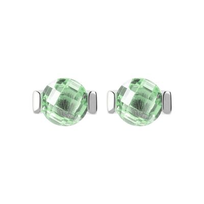 Stud Earrings with round Nano Gem stone - NANO GREEN AMETHYST