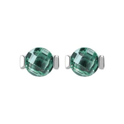 Stud Earrings with round Nano Gem stone - NANO GREEN QUARTZ