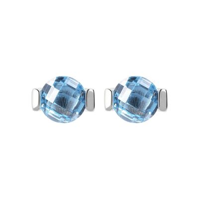 Stud Earrings with round Nano Gem stone - NANO LIGHT BLUE