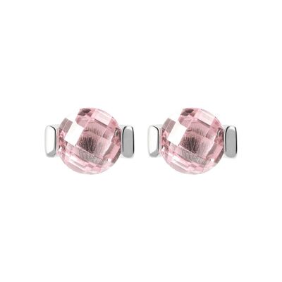 Stud Earrings with round Nano Gem stone - NANO LIGHT PINK