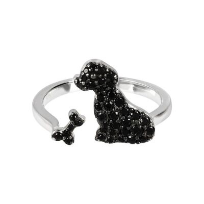 Dog Ring with CZ - 12 - BLACK SPINEL