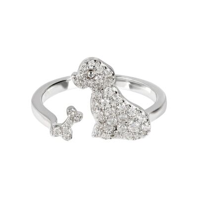Dog Ring with CZ - 12 - CUBIC ZIRCONIA