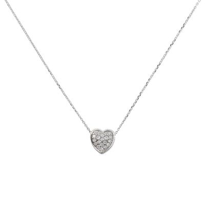 Necklace with a white zircons pav&eacute; heart