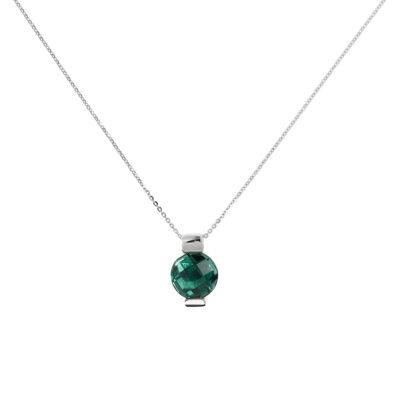 Necklace with round Nano Gem stone pendant - NANO GREEN QUARTZ