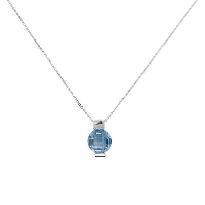 Necklace with round Nano Gem stone pendant - NANO LIGHT BLUE