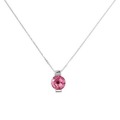 Necklace with round Nano Gem stone pendant - NANO LIGHT PINK