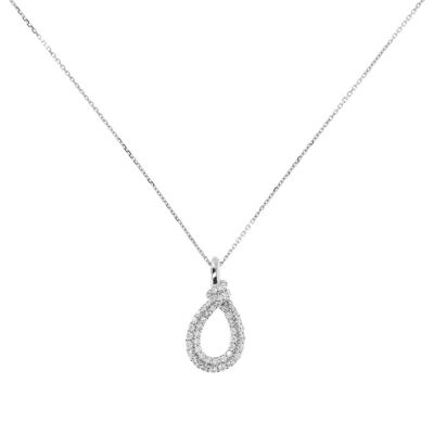 Pendant necklace with a knot in white zircons