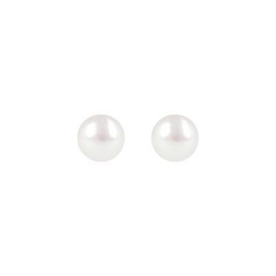 Stud earrings with a small fresh-water pearl - WHITE PEARL