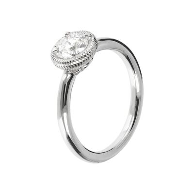 Round Solitaire Ring with white CZ