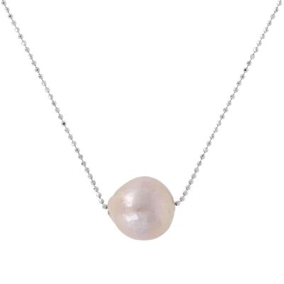 Long necklace with a fresh-water pearl - ROSE PEARL