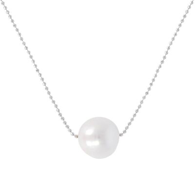 Long necklace with a fresh-water pearl - WHITE PEARL