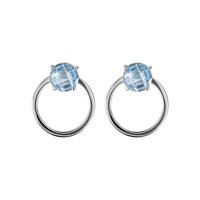 Round Earrings with Nano Gem Stone - NANO LIGHT BLUE