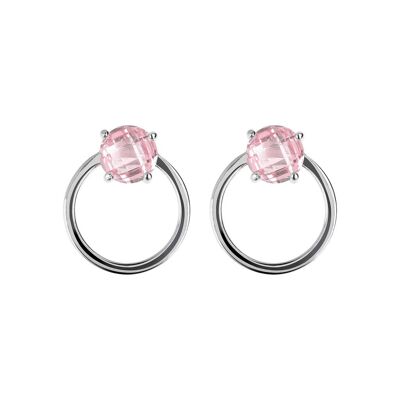 Round Earrings with Nano Gem Stone - NANO LIGHT PINK