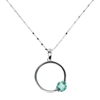 Necklace with a round pendant and Nano Gem Stone - GREEN QTZ NANO GEM