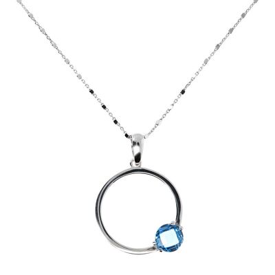 Necklace with a round pendant and Nano Gem Stone - NANO DARK BLUE