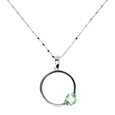 Necklace with a round pendant and Nano Gem Stone - NANO GREEN AMETHYST