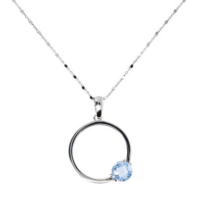 Necklace with a round pendant and Nano Gem Stone - NANO LIGHT BLUE