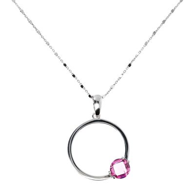 Necklace with a round pendant and Nano Gem Stone - NANO LIGHT PINK