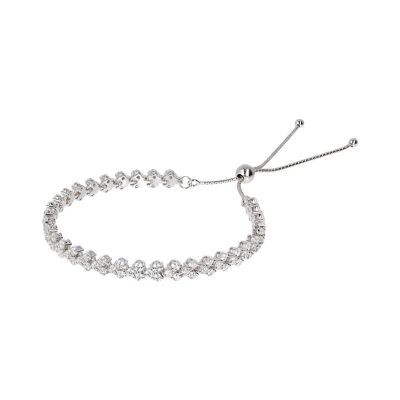 Tennis bracelet with white zircons and friendship clasp
