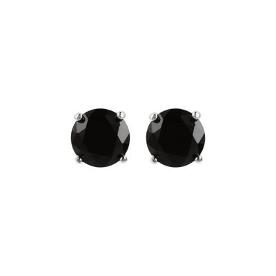 Button Earrings with Black Spinel