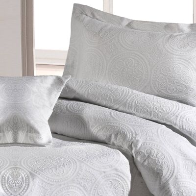 Juego de funda nórdica Stowe Cotton Jacquard Blanco