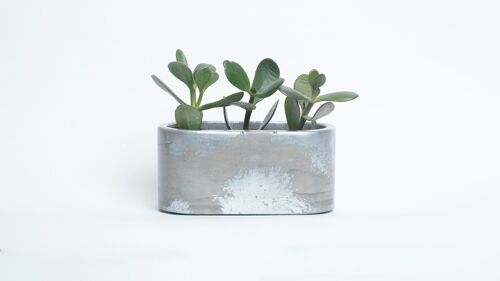 Petite jardinière en béton patiné pour plantes d'intérieur - Béton Gris & Patine Argentée