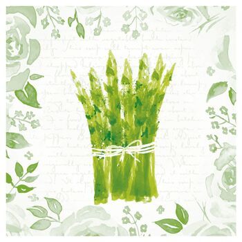 Serviette asperges blanc-vert en Linclass® Airlaid 40 x 40 cm, 12 pièces 1