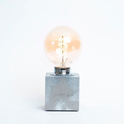 PATINATED LAMP - Gray Concrete & Silver Patina