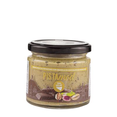 PistaMod, Crema dolce Spalmabile al Pistacchio 30% con granella di Cioccolato di Modica IGP