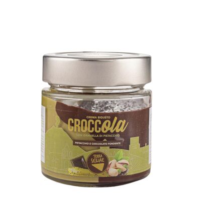 Croccola Fondente, Crema Spalmabile Bi-gusto Pistacchio e Cioccolato Fondente