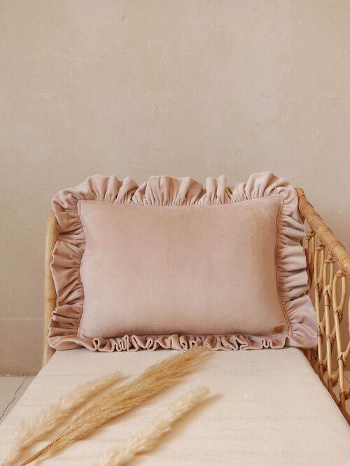 Soft Velvet Pillow with Frill “Latte”